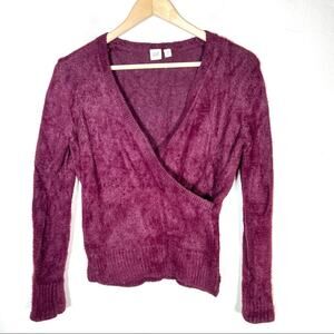 Gap dark fuchsia pink V-neck wrap style sweater size XS B62